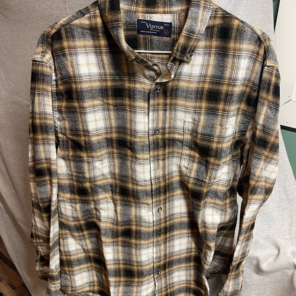 visitor Other - Men's Casual Plaid Shirt - Black and Brown
